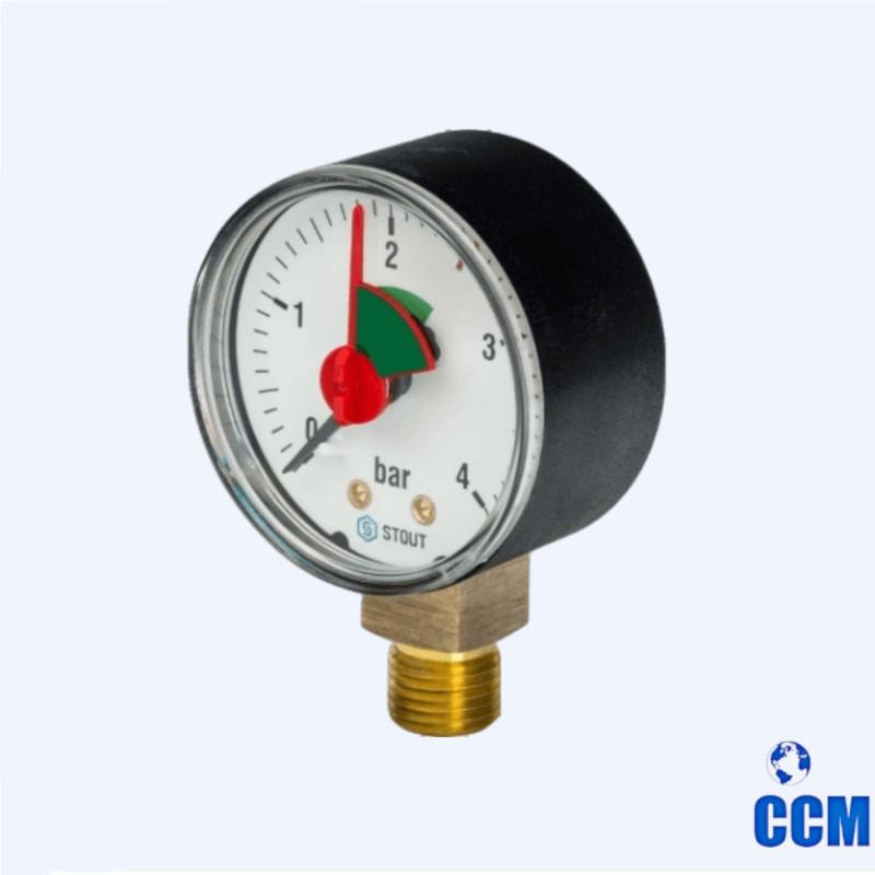 Манометр Dn50 0-4bar 1/4 радиальный STOUT SIM-0008-500408