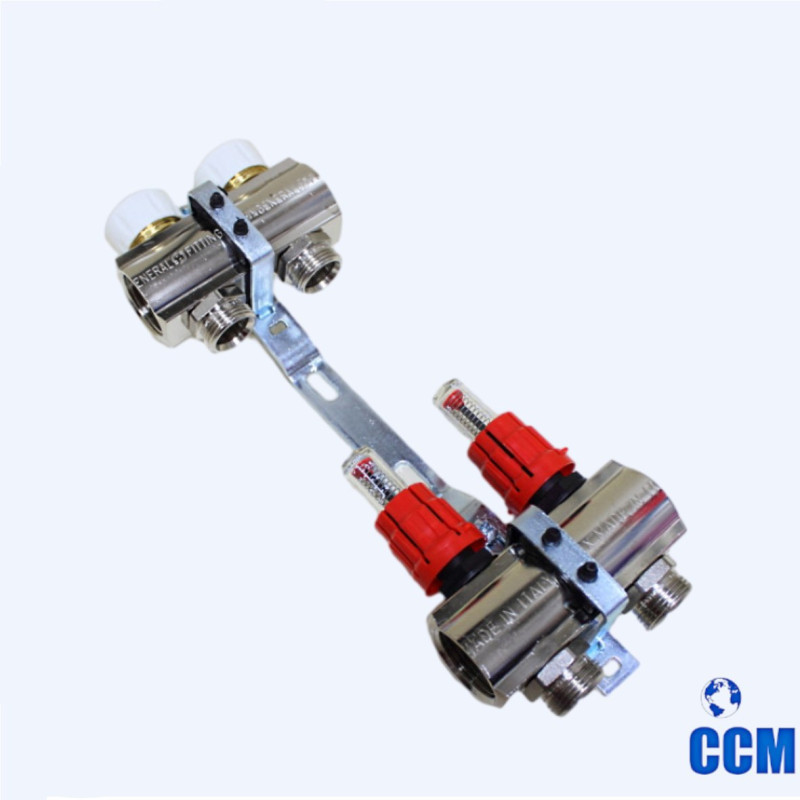 Группа коллекторная General Fittings (Itaty) 1" 3/4x2 с расходомерами, латунь 650071N100502U-1