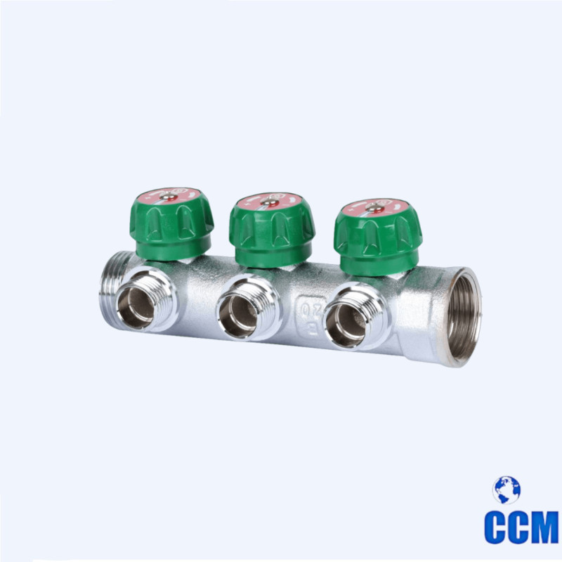Коллектор регулирующий 1", 3 отвода 1/2" плоское уплотнение STOUT SMB-6849-011203