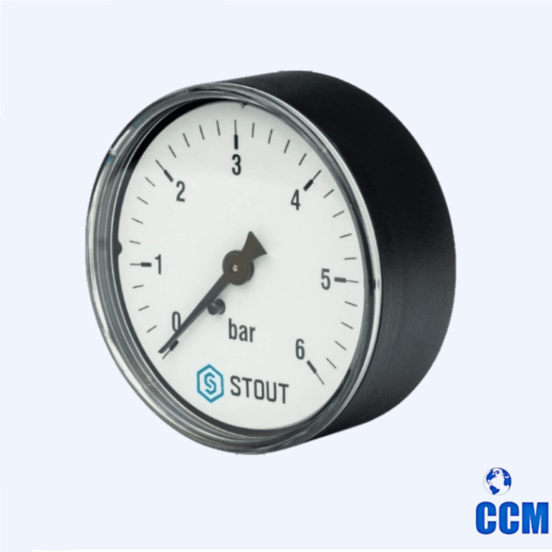 Манометр Dn63 0-6bar 1/4 аксиальный STOUT SIM-0009-630608
