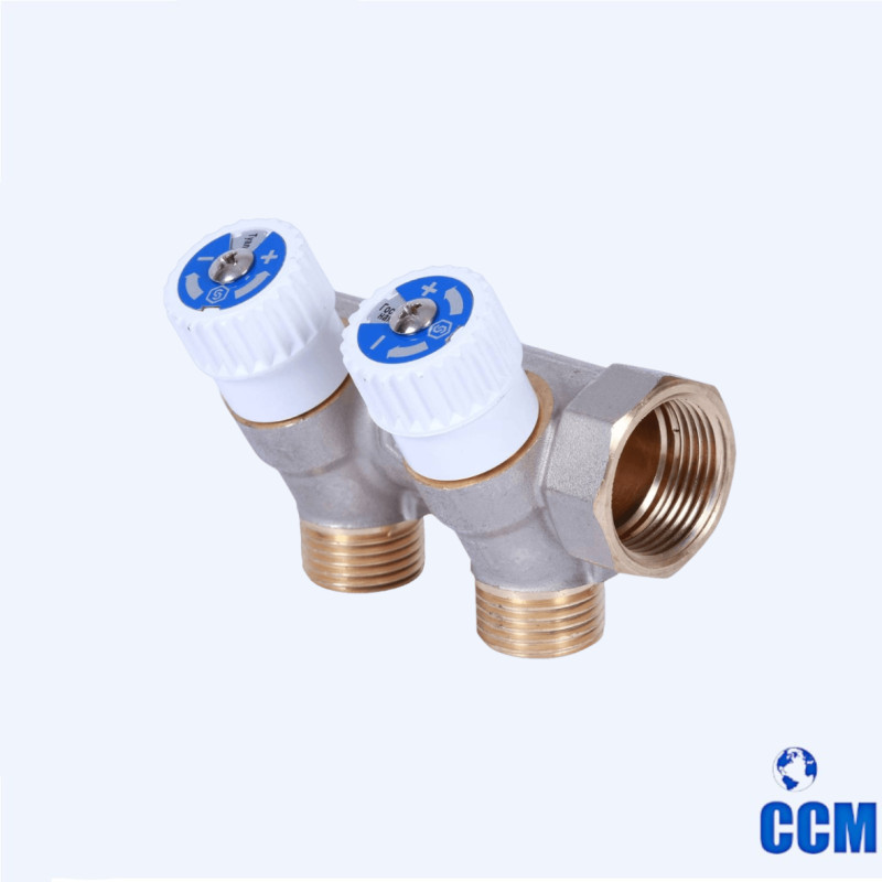Коллектор распределительный 3/4", 2 отвода 1/2" плоское уплотнение STOUT SMB 6852 341202