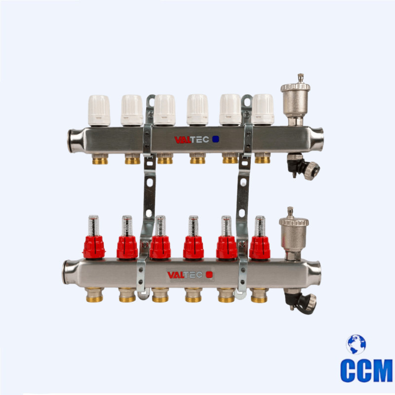 Группа коллекторная нерж., 1", 6 x 3/4", "евроконус" VTc.586.EMNX.0606