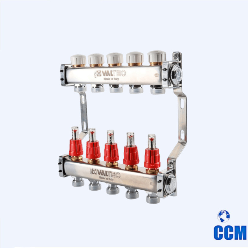 Группа коллекторная нерж., 1", 5 x 3/4", "евроконус" VTc.586.EMNX.0605