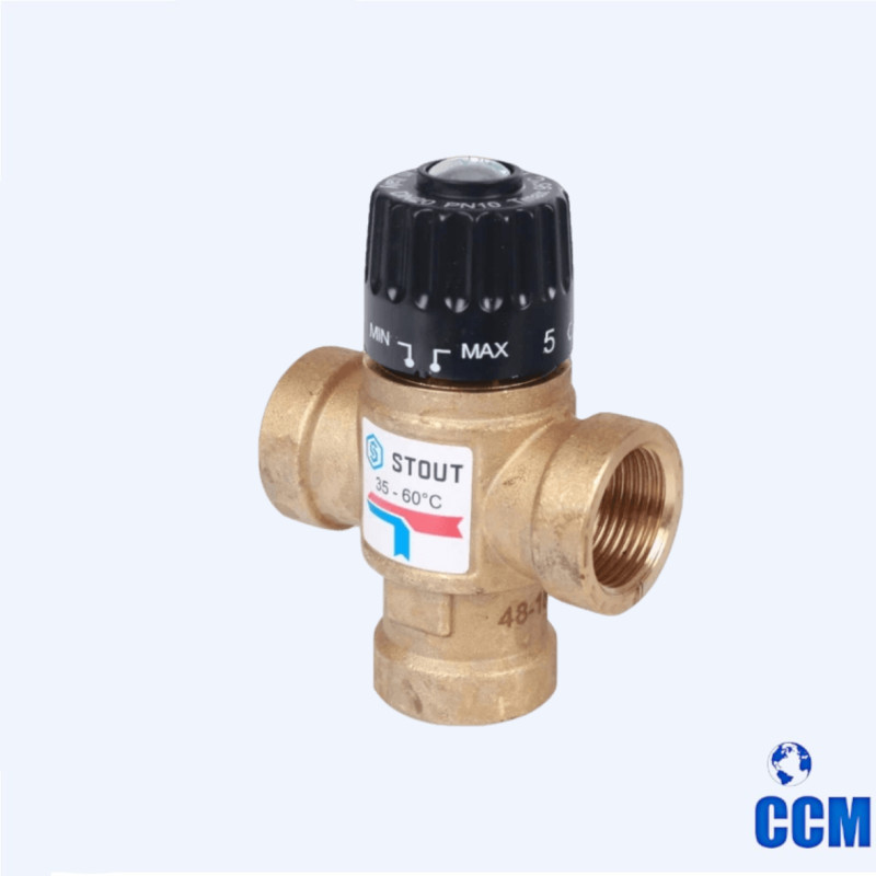 Клапан термостатический смес-й 3/4" ВР 35-60гр KV 1,6 (STOUT) SVM-0110-166020