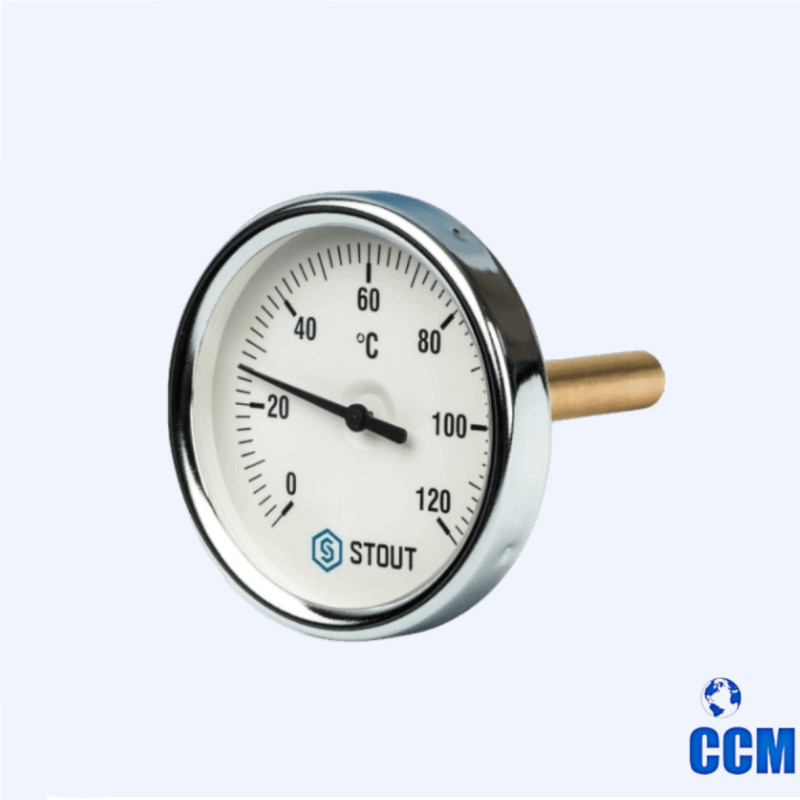 Термометр бимет. с погруж. гильзой 75мм 1/2", корпус Dn80мм STOUT SIM-0001-807515