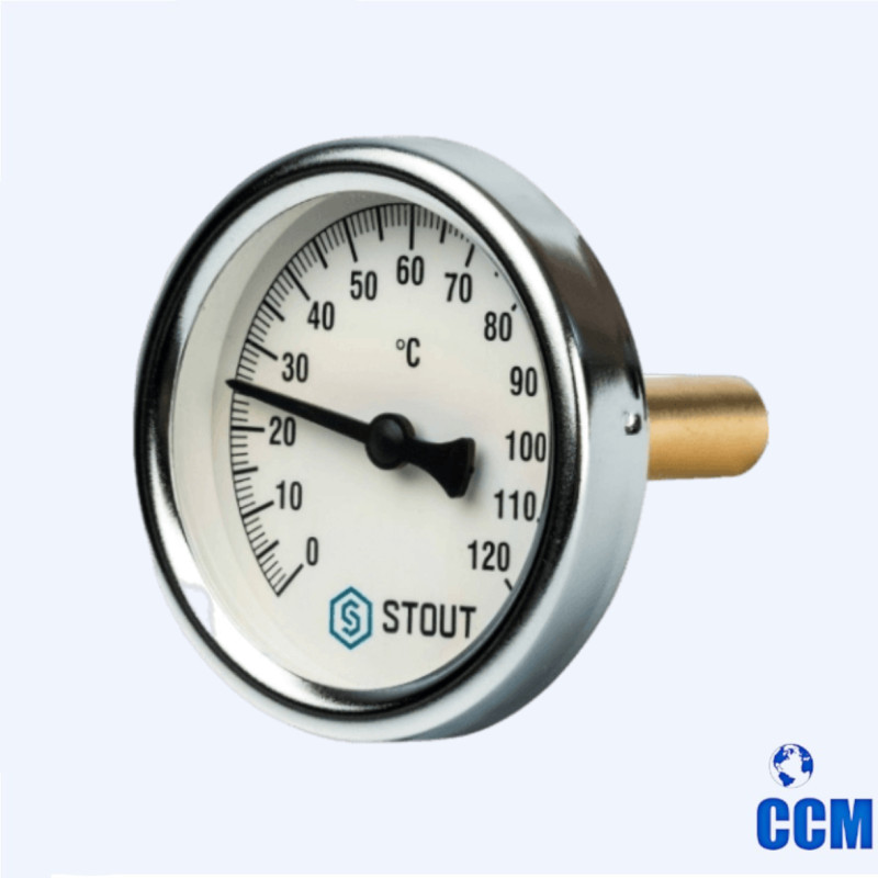 Термометр бимет. с погруж. гильзой 75мм 1/2", корпус Dn63мм STOUT SIM-0001-637515