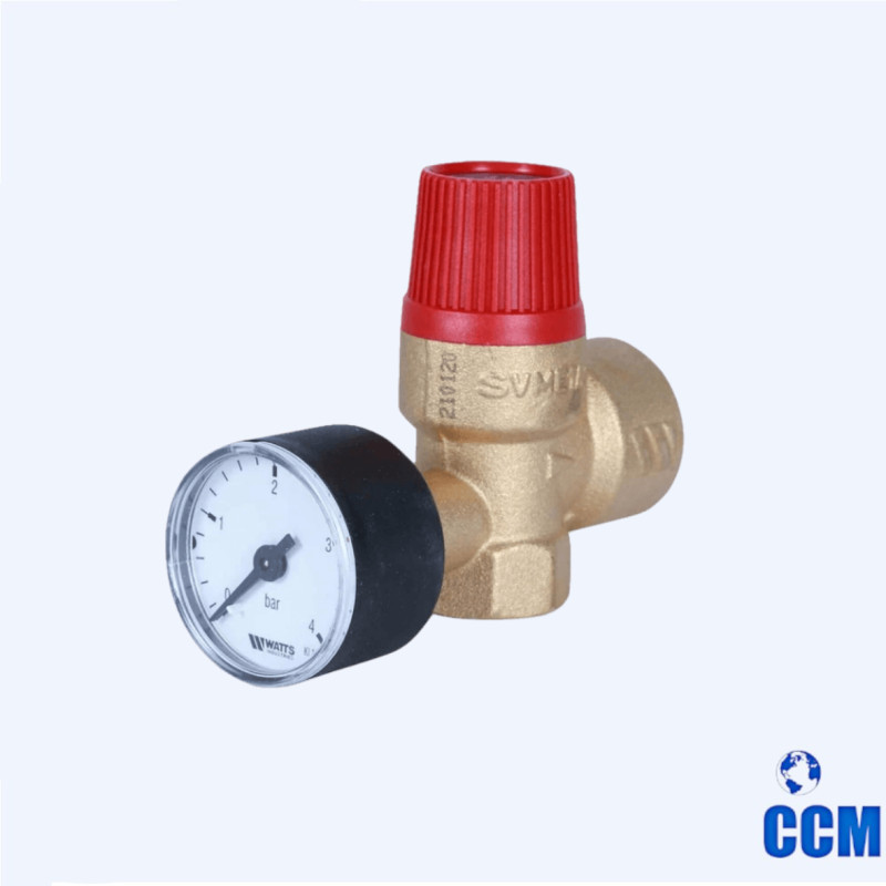 Клапан предохранительный STOUT 1/2" 3bar для систем отопления с манометром SVS-0002-003015