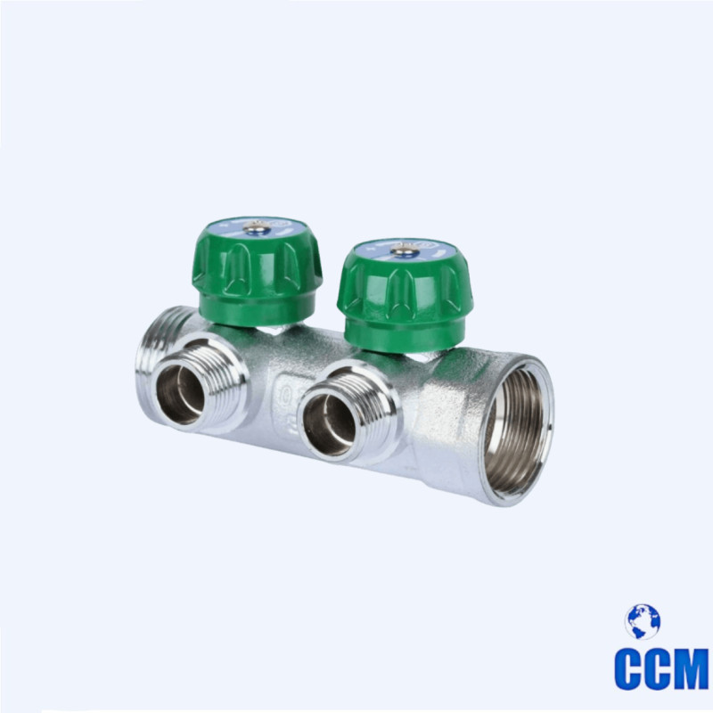 Коллектор регулирующий 3/4" STOUT, 2 отвода 1/2" плоское уплотнение SMB-6849-341202